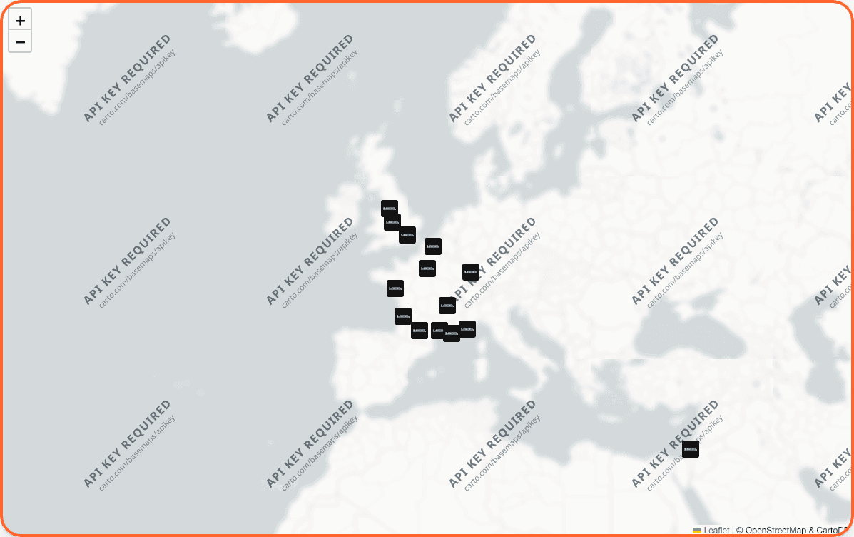Nos bureaux et les villes où nous intervenons, sur une carte